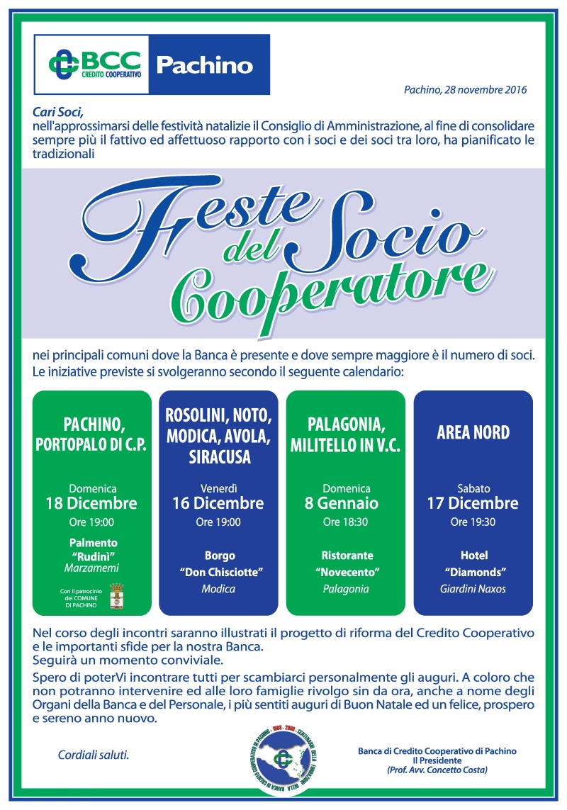 Manifesto Feste Socio Cooperatore 2016