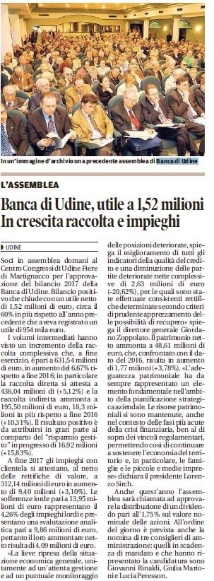 Articolo tratto dal Messaggero Veneto del 4.05.2018
