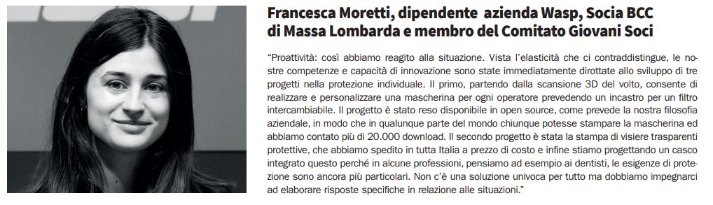 Francesca Moretti, Socia de LA BCC a Massa Lombarda. Innovazione in aiuto della popolazione