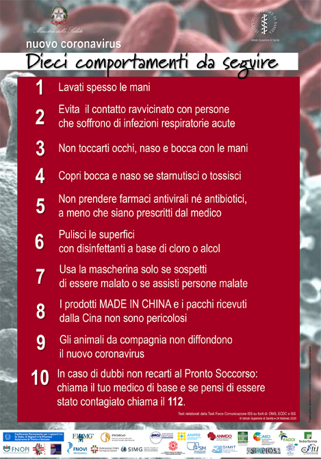 Nuovo Coronavirus - Comportamenti da seguire