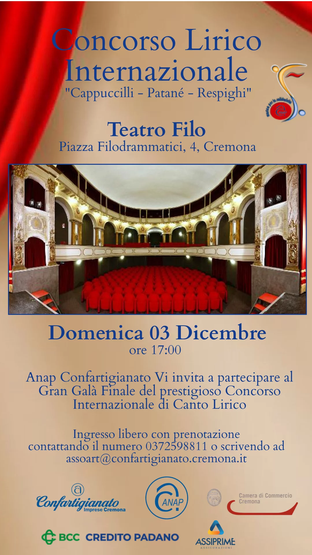 Locandina Concorso Canto lirico Cremona