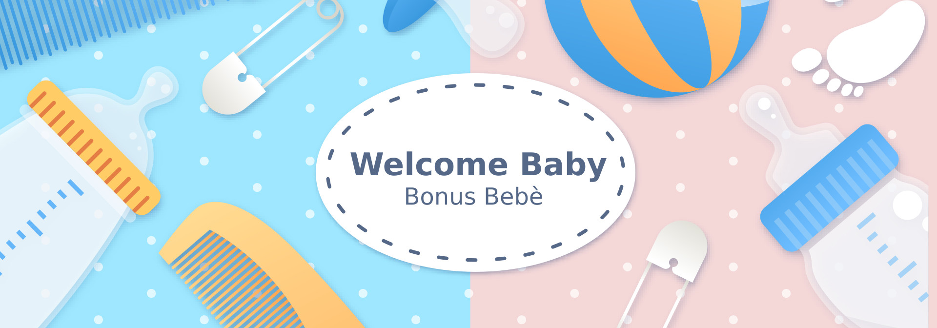 Banner - Welcome Baby - Blu e Rosa
