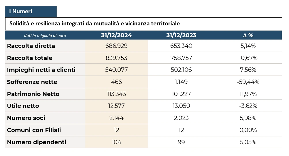 confronto dati di bilancio anno 2023 con anno 2024