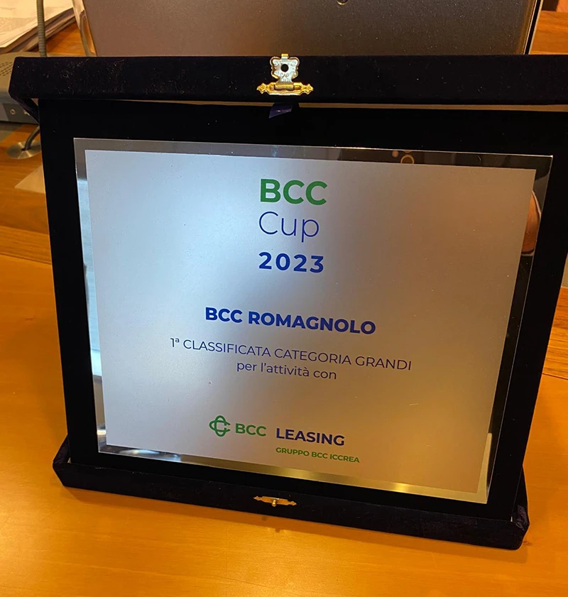 Targhetta assegnata a BCC ROMAGNOLO per premio nazionale per l’attività nel comparto leasing