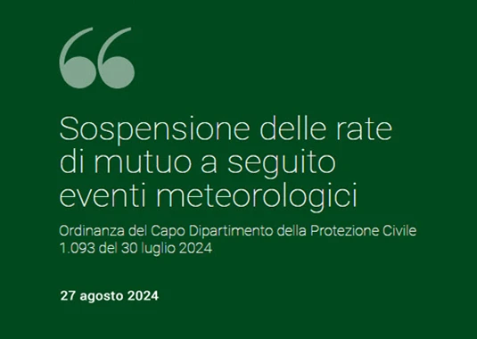 Sospensione delle rate di mutuo a seguito eventi meteorologici